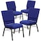 Flash Furniture 18.5"W Church Chair in Navy Blue Fabric, 4PK 4-XU-CH-60096-NVY-BAS-GG - alternate 1